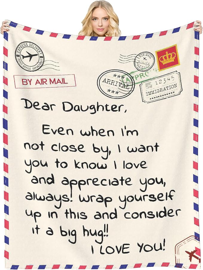 Daughter Gift, Dear Daughter Blanket for Birthday, Daughter Gifts Ideas from Mom Dad,Throw Blankets Anniversary Super Soft Flannel Throw Blankets for Christmas Valentines Day for Bed Couch(60’’x80’’)