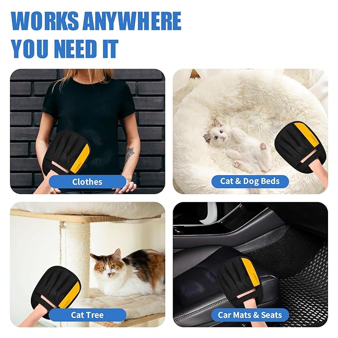 Pet Hair Removal Glove for Cats & Dogs,Newly Upgraded Reusable Electrostatic Pet Hair Removal Tool, Pet Hair Remover，Grooming & Cleaning Tool for Couch, Furniture, Clothing, Carpet, Car Seat