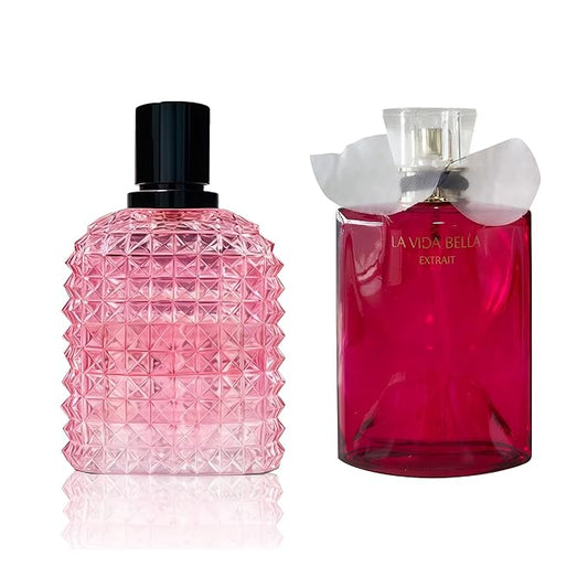 Women's Perfume Set - 2 Pack Eau de Parfum Spray 3.4 Oz Each | Floral Jasmine & Sweet Vanilla with Bergamot & Woody Notes | Long Lasting Original Scent Gift Set for Women (MilaWR&LaviEXT)