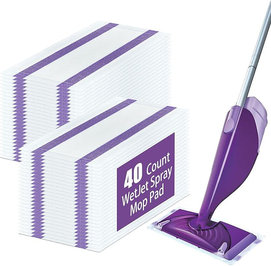 40 Pack Disposable Mop Pad Refills for Swiffer Wet Jet ，Dry&Wet Mopping Pad Compatible with Swiffer Wet Jet and Any Model of Velcro Mop，Multi Surface WetJet Pad for Floor Cleaning