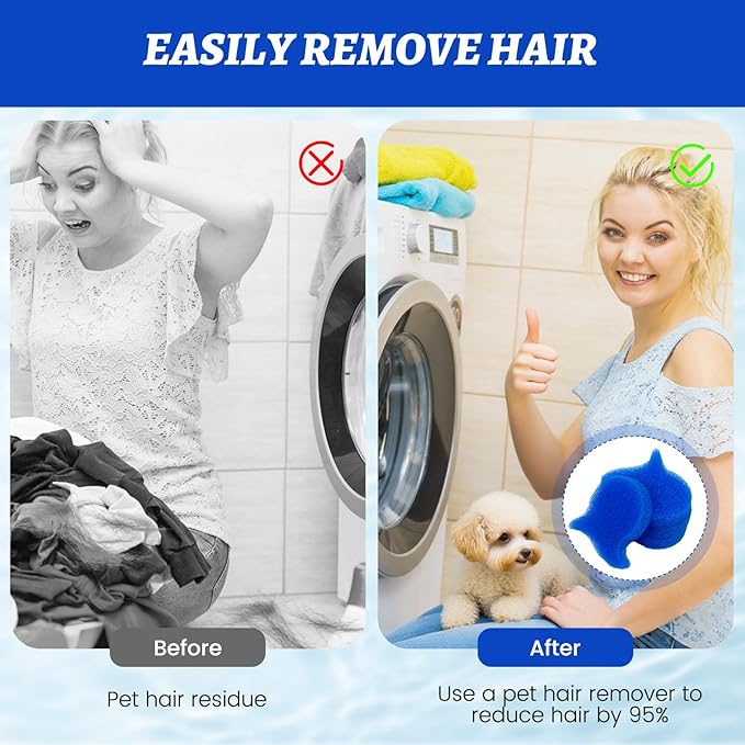 4PCS Pet Hair Remover for Laundry - Reusable Lint Fur Catcher Tool,Effortlessly Removes Dog Cat & Dog Hair from Clothes in Washing Machine Hair Catcher