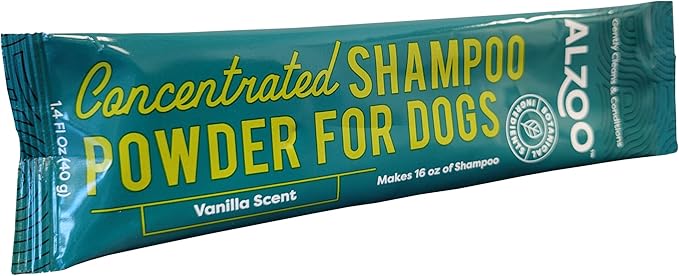 ALZOO Concentrated Shampoo Powder for Dogs, Specially Formulated for Dogs with Sensitive Skin, 100% Plant-Based Active Ingredients, Vanilla Fragrance