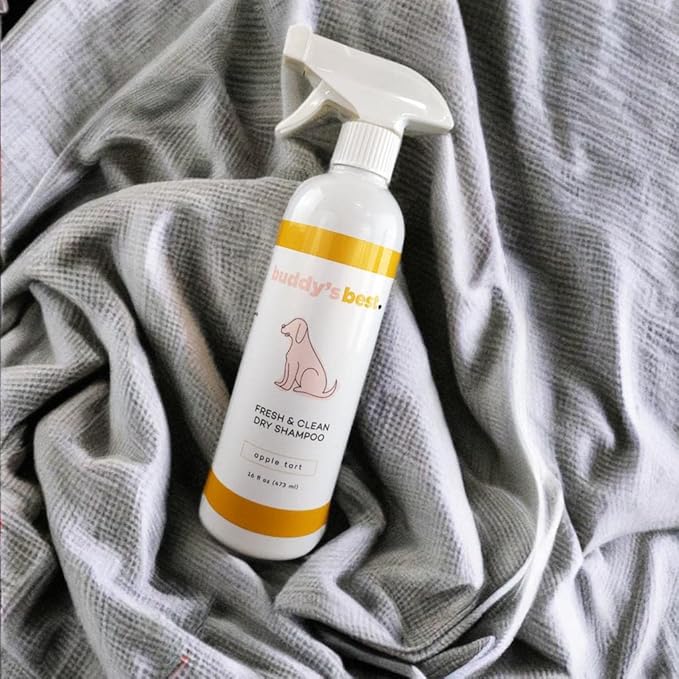 Buddy's Best Fresh & Clean Dry Shampoo for Dogs, 16 fl oz Bottle Waterless Dog Shampoo for Dog and Puppy Grooming (Apple Tart)