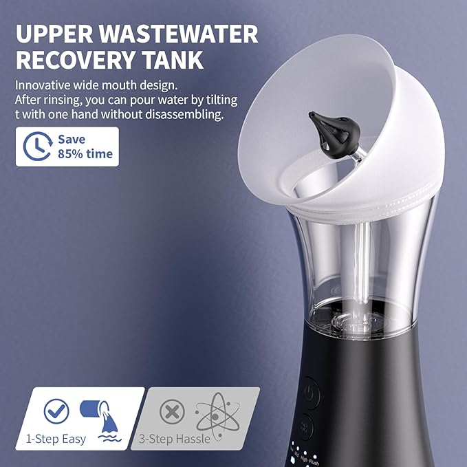 Upgraded Ear Wax Removal Kit, 4-Mode Electric Ear Cleaner - IPX7 Waterproof, Earwax Cleaning Kit with Water Temperature Sensor, 2in1 Waste Tank Design for Home Use（White）