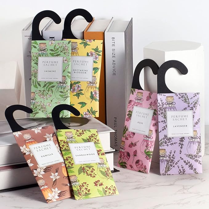 ROSE COTTAGE Large 12 Packs Vanilla Hanging Closet Air Freshener Scented Sachets Long Lasting Smell Goods