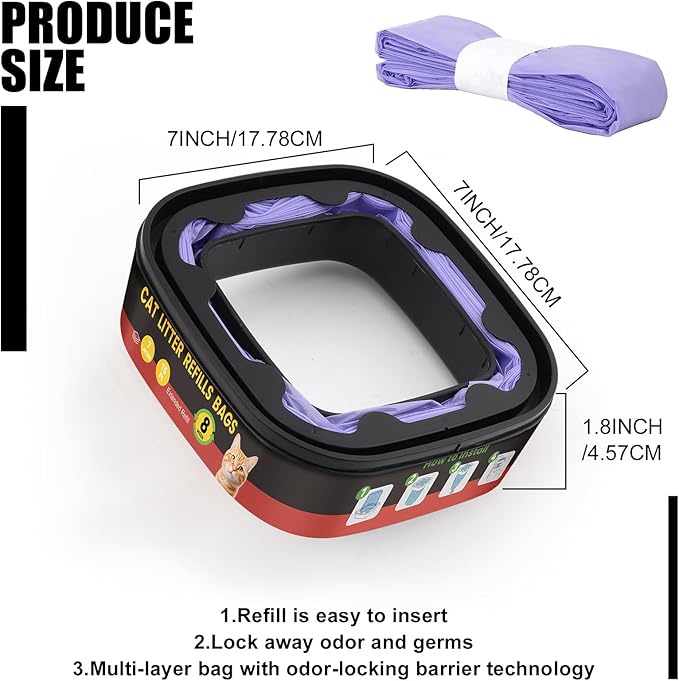 12 Pack Cat Litter Refill Bags Compatible with Litter Cat Genie Standard,Plus,XL,Odor Control Pails