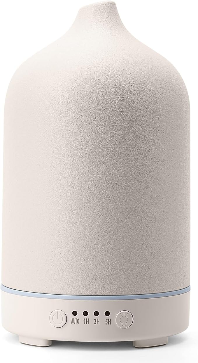 Diffuserlove Ceramic Diffuser 250ML Essential Oil Diffusers Aromatherapy Essential Oil Diffuser for Room Air Diffuser for Home Bedroom Stone Diffuser (White Big Size 250ml)