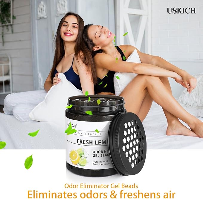 6 Pack Odor Eliminator Gel Beads, 6 kinds of fragrance Clear Air Freshener Made with Essential Oils - Eliminates Odors in Bathrooms, Cars, Boats, RVs & Pet Areas