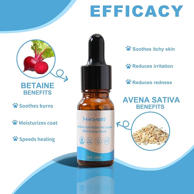 No-Rinse Pet Shampoo & Conditioner Essence for Dogs & Cats, Dilute Before Use, for Small/Medium Pets, Soothes Skin, Hydrates Coat, Pomegranate Scent, Suitable for Pet Steam Brush