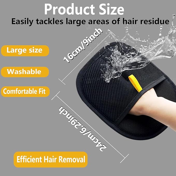 2 Pcs Pet Hair Remover Glove for Dogs Cats Electrostatic Reusable Pet Grooming Mitt with Mesh Back, Lint & Fur Remover Glove for Furniture Bedding Carpet & Clothing, Easy to Clean