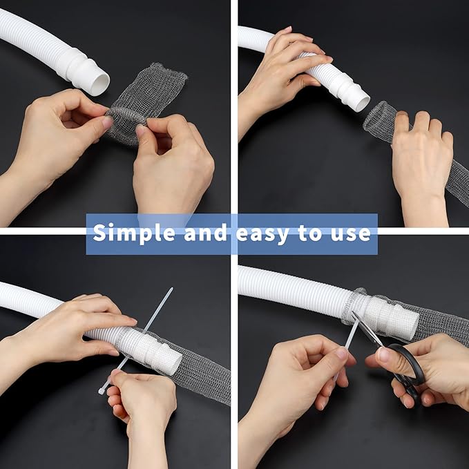 12 PCS Lint Traps Febwind Lint Catcher for Washing Machine Stainless Steel Washing Machine Lint Snare Trap Washer Hose Lint Traps Laundry Mesh Washer Filter with 12 PCS Cable Ties