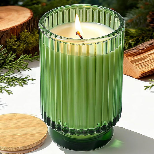 Balsam Cedar Scented Candles for Christmas Decor, Soy Candle for Home Gifts, 70 Hours Burning Fir Jar Candle in Glass, Ideal for Holiday Relaxing Ambience