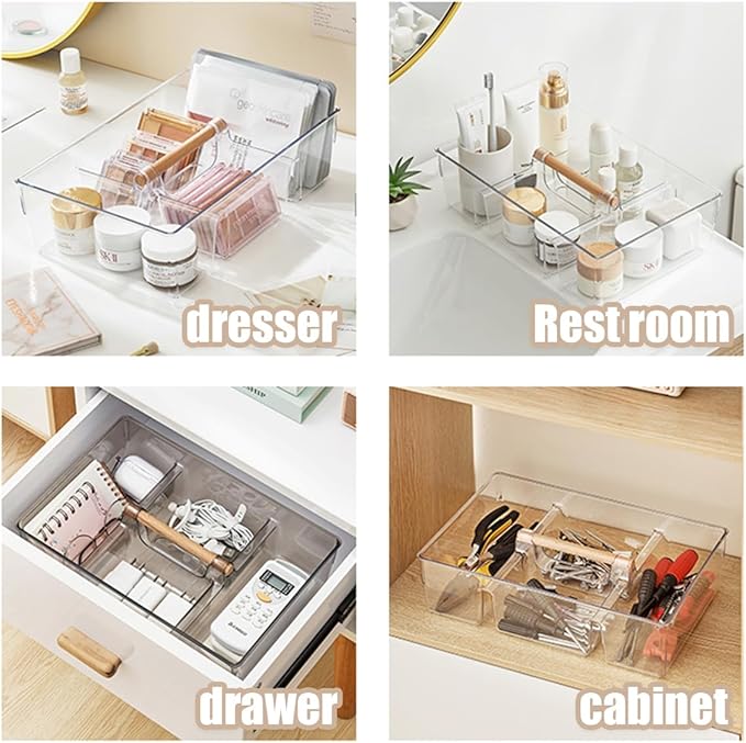 2 pack Large Plastic Portable Caddy with Handle, Storage Organizer Bin for Art Supplies, Crafts, Colored Pencils, Dorm Caddy, Shower, Cleaning, Kitchen, Office, Dorm, Desktop, Makeup Tote