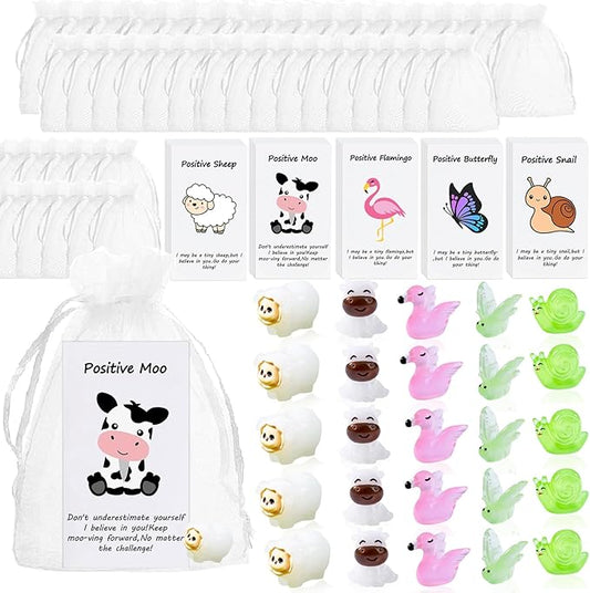20 Set Employee Appreciation Gifts Bulk for Thank You Staff Back to School Student Teacher Office Coworker Nurse Pocket Gift Favors Animal Pun Inspirational Note Cards Cow Butterfly Flamingo Favors