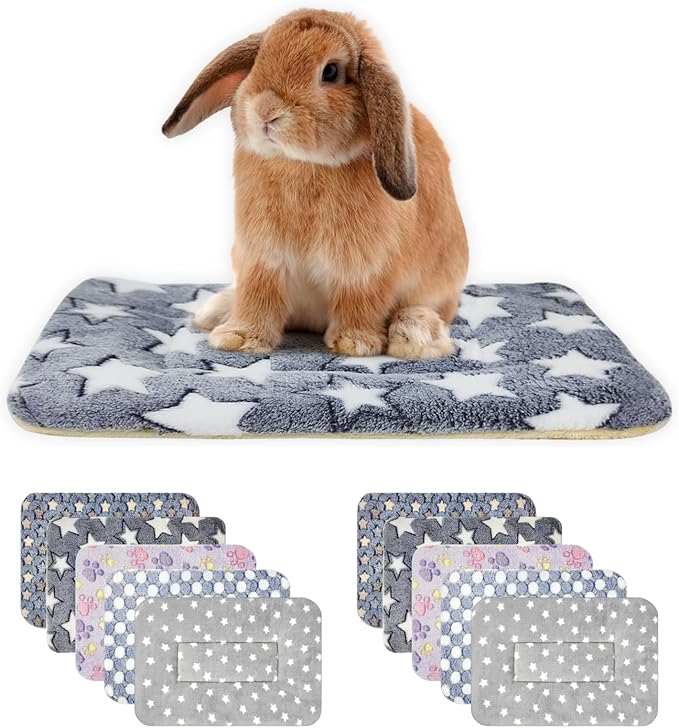 10PCS Guinea Pig Bed Soft Rabbit Bedding Cage Liner Warm Bunny Mats Pee Pads Fleece Blanket Plush Hamster Sleep Beds Ferret Squirrel Hedgehog Rat