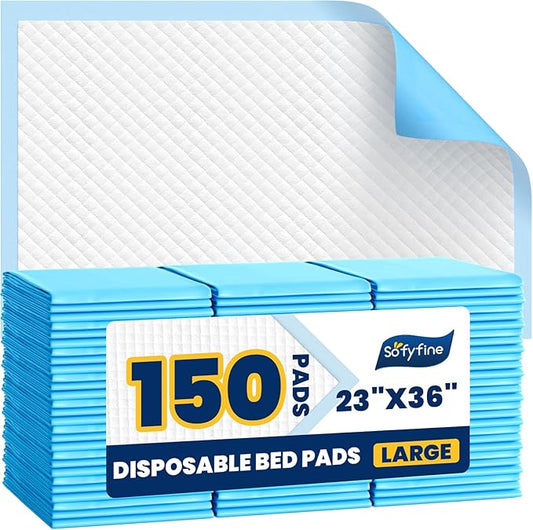 150 Count Chucks Pads Disposable 23"x36", Leakproof Adults Incontinence Bed Pads, Waterproof Underpads for Elderly, Extra Large Puppy Pee Pad, Baby Changing Liner
