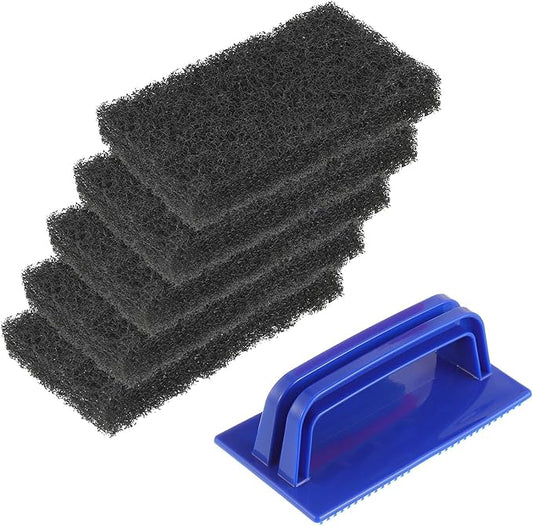 5 Pack Electric Cleaning Brush Pad Kitchen Bathroom Household Cleaning Pad Swimming Pool Wall Cleaning Brush Heavy Duty Griddle Scrubber Scouring Pad and 1 Pack Handle kit(Black)
