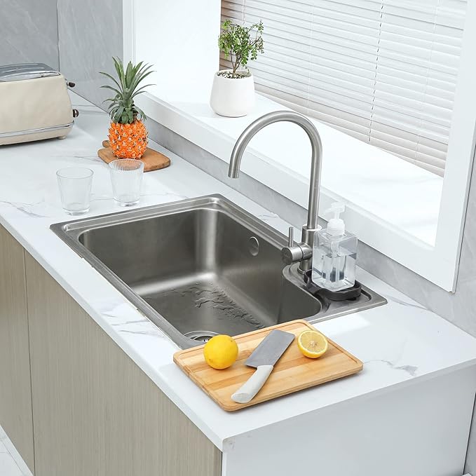 Silicone Bathroom Soap Dishes with Drain Spout-Bathroom and Kitchen Sink Organizer,Sponge Holder,Dish Soap Tray,Perfect for Dispenser,Scrubber,Bottle,Cup on Sink or Counter-Coffee 4.9"×3.2"