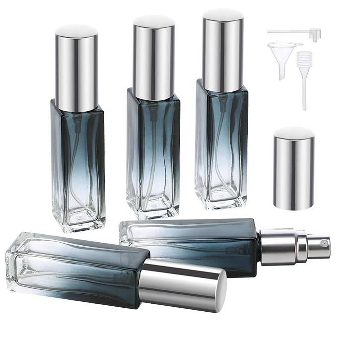 Segbeauty Refillable Perfume Bottle Travel, 5 Set of 10ML Pocket Glass Perfume Atomizer, Empty Fine Mist Mini Travel Bottles Set Cologne Atomizer Dispenser Fragrance Sprayer Cosmetic Container