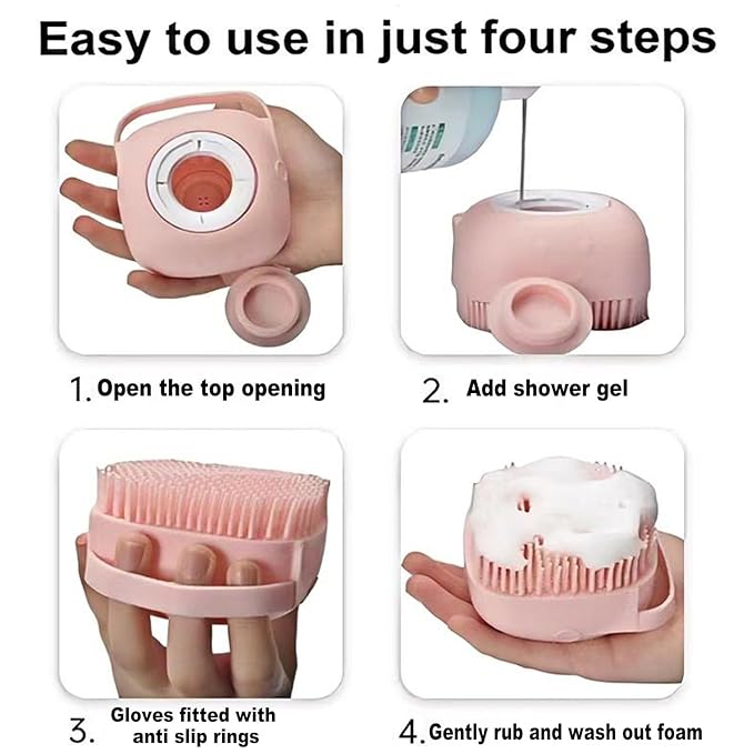 Pets Bath Brush | Scrubber for Bath | Dog Shampoo Brush | Dog Washing/Shower Brush, Suitable for Short/Long Haired Dogs, (pink) (Pink)