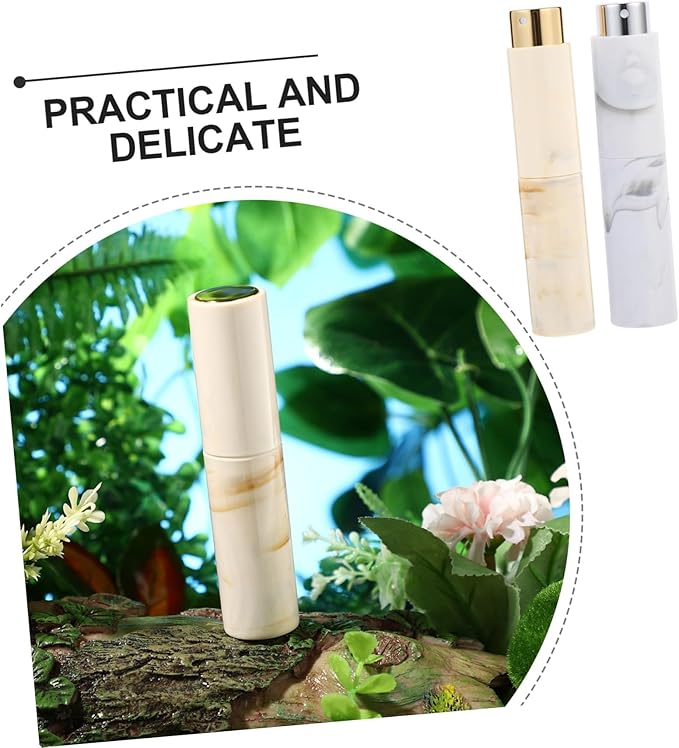 2pcs Travel Perfume Bottles Marble Pattern Rotary Spray Cosmetic Atomizer Vials Portable Leakproof Glass Plastic Containers for Essential Oils and Cologne