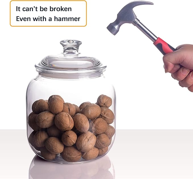 128 oz Unbreakable & Dishwasher Safe Airtight Food Storage Canister | 1 Gallon Premium Plastic Shatterproof Apothecary Jars | Container for Cookie, Dog Treats, Pet Food, Candy