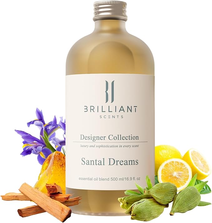 Brilliant Scents Diffuser Oil Refill, Inspired by Santal 33 Designer Collection Aroma Scents, Essential Oils Set for Home, Fragrance Oil for Candle Making, Hotel, 50ML, Santal Dreams