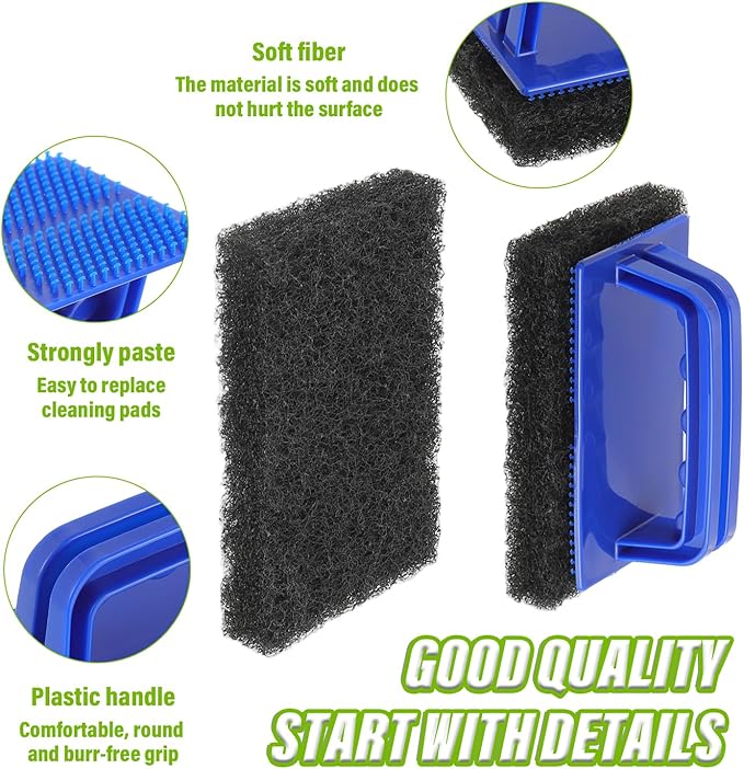 5 Pack Electric Cleaning Brush Pad Kitchen Bathroom Household Cleaning Pad Swimming Pool Wall Cleaning Brush Heavy Duty Griddle Scrubber Scouring Pad and 1 Pack Handle kit(Black)