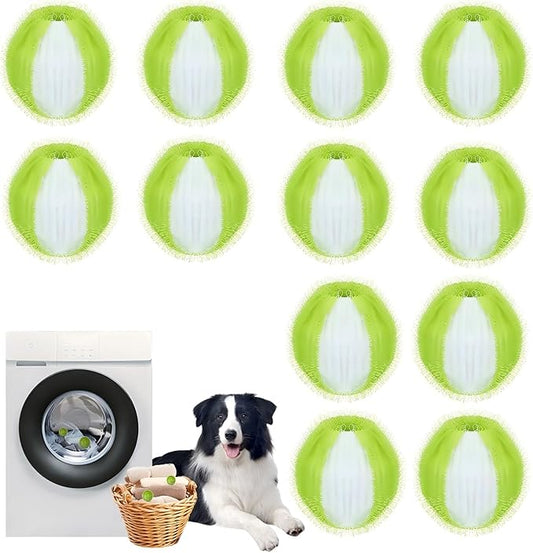 12 PCS Pet Hair Remover for Laundry, Reusable Dog & Cat Hair Remover for Laundry, Laundry Pet Hair Catcher for Clothes, Bedding, Won’t Damage Fabrics (Green)
