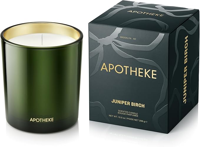 Apotheke Signature Candle Scented Candles for Home, Juniper Birch - 10.5 oz Seasonal Soy Wax Jar Candle - Long-Lasting Fall Scented Fragrance with Perfume-Grade Essential Oils