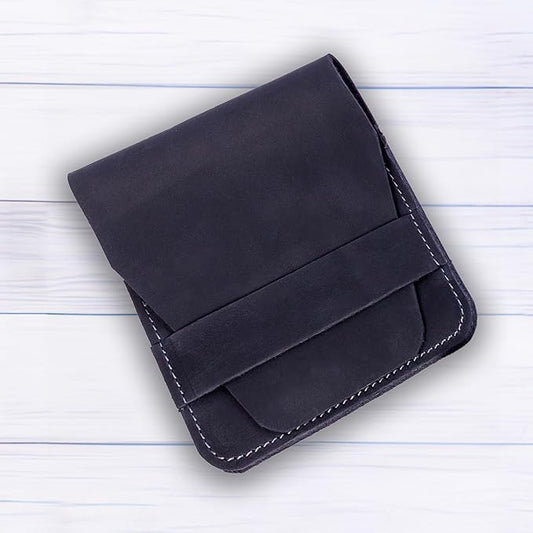 Leather Manicure Set Case Grooming Kit Organizer (Dark Blue)