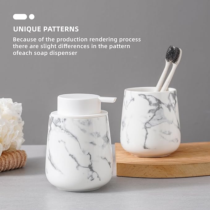 soap Dispenser Ceramic foaming soap Dispenser with Easy-to-Press Pump for Bathroom 12 oz refillable Liquid Hand soap Dispenser for Hand sanitizers, lotions