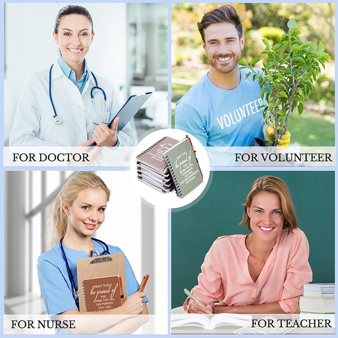 Honoson 50 Sets/100 Pcs Medical Assistant Employee Appreciation Gifts May You Be Proud The Work Notebook with Ballpoint Pen Inspirational Journals Bulk Thank You Gifts for Team Coworker (Vivid Color)