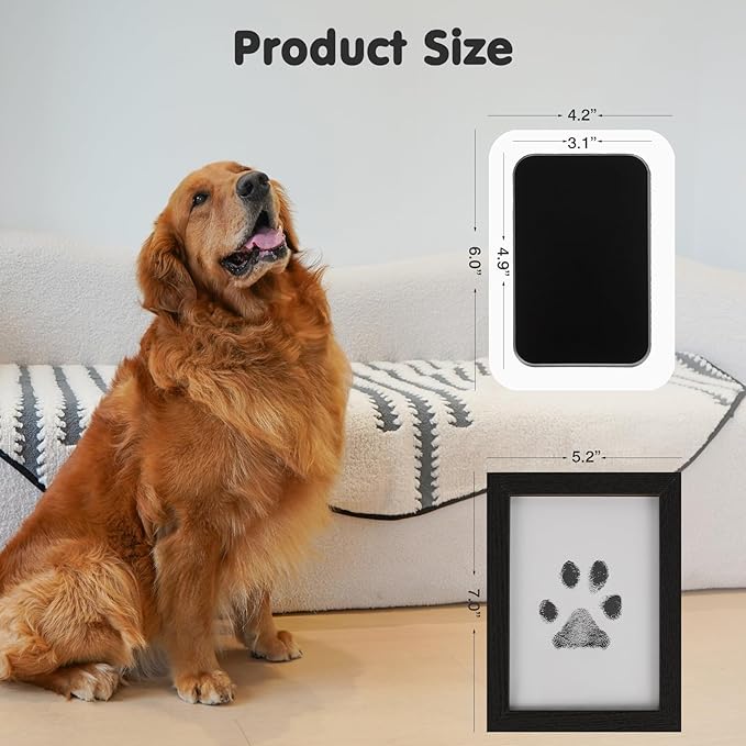 Inkless Paw Print Kit for Dogs,Cats & Babies - Clean Touch Dog Nose & Baby Handprint Kit,Mess Free Dog Paw Print Kit,1-Pcs Ink Pad & 1 Wooden Frame - Keepsake Gifts for Pet Lovers,New Moms