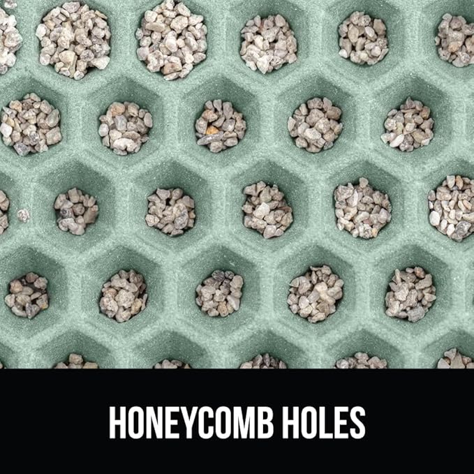 GORILLA GRIP Honeycomb Cat Litter Box Mat, Two Layer Trapping Waste Mats, Soft On Paws, Litter Box Supplies and Essentials for Indoor Cats, Traps Excess, Water Resistant for Floors, 30x24 Sage