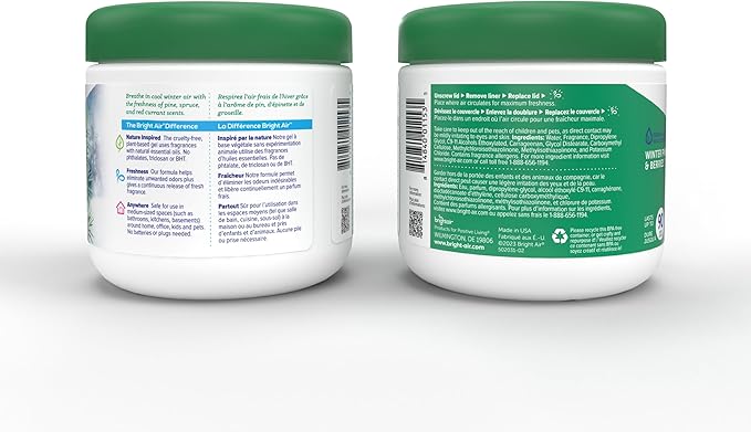 Bright Air 14 oz. Super Odor Eliminator, For Medium-Size Spaces, Winter Pine & Berries Scent, Case of 6, Odor Eliminator & Air Freshener, Natural Essential Oils, Lasts Up to 90 Days Each