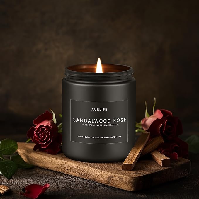 Sandalwood Rose Candle | Scented Candles for Home, Aromatherapy Candle - Soy Candles for Home Scented, Gifts for Women Men, House Fragrance Decoration -7oz