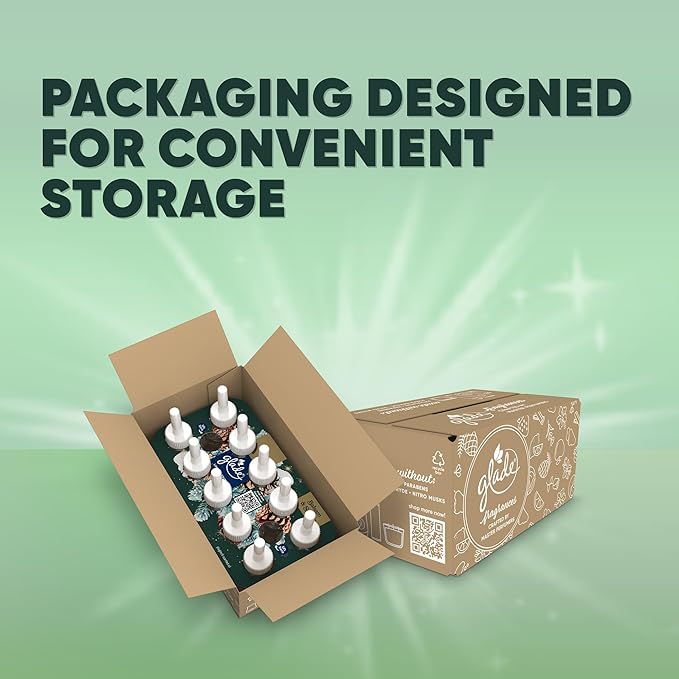 Glade PlugIns Refills Air Freshener, Balsam & Spruce, Scented and Essential Oils for Home and Bathroom, 0.67 Fl Oz, 10 Count