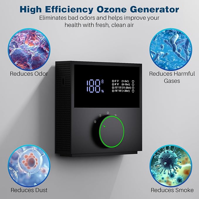 Air Ionizer – Ozone Odor Eliminator for Strong Odor 99% Cat Litter DeodorizerDog Poof Odor Removal, Plug In Negative Ion Air Purifier for Home, Air Purifier for Pets Toilet Wardrobe Shoe Garage Room