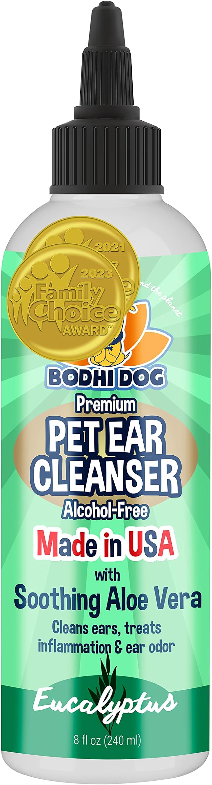 Bodhi Dog Ear Cleaner Solution for Dogs & Cats - Aloe Vera Ear Cleaning Treatment - Gentle, Alcohol-Free Cleanser - Reduces Wax, Odor, & Itching - Safe for Sensitive Skin (8 Fl Oz)