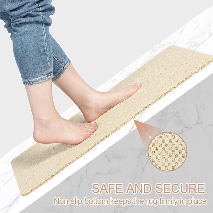 Joyhalo Shower Mats for Showers Anti Slip for Elderly, 32'' x 24'' Non Slip Bath Mat for Inside Shower, Bath Tub Mats for Bathroom Non Slip for Shower, PVC Loofah Bathroom Mats, Beige