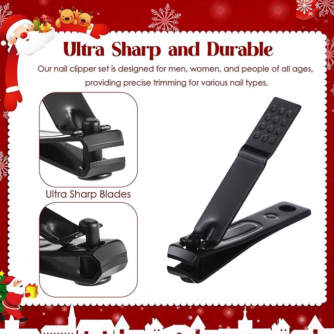 6 Nail Clippers Kits Christmas Gifts Manicure Set Nail Care Tools Fingernail Toenail Clipper Cutters Professional Stainless Steel Grooming Kit with Travel Case for Men Women Xmas Party Favors