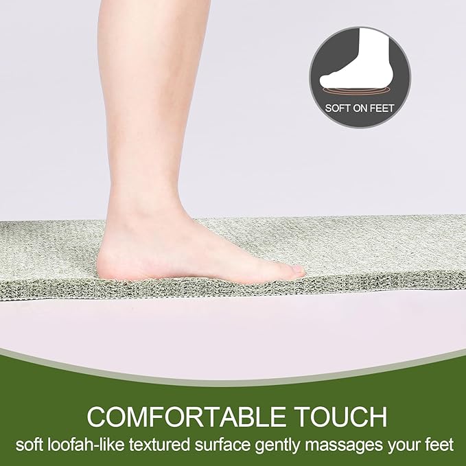 Joyhalo Shower Mats for Showers Anti Slip for Elderly, 24'' x 17'' Non Slip Bath Mat for Inside Shower, Bath Tub Mats for Bathroom Non Slip for Shower, PVC Loofah Bathroom Mats, Mint Green