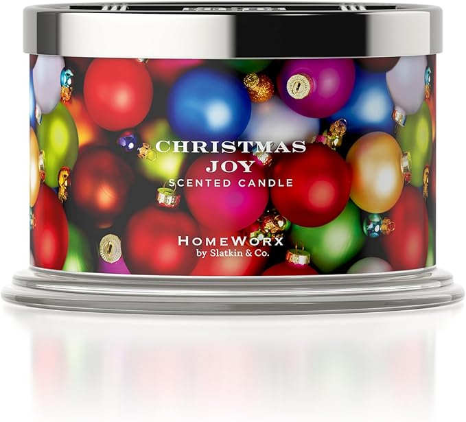 HomeWorx by SLATKIN + CO. Candle- Christmas Joy, 18 oz. Premium Scented Candle - 30-55 Hours Burn Time