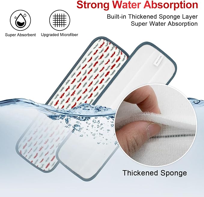 4 Pack Upgraded Reusable Mop Pads Compatible with Swiffer PowerMop, Mopping Pad Compatible with Swiffer Power Mop, Spray Refill for Multi-Surface Floor Cleaning, Reusable Thicker Microfiber Material
