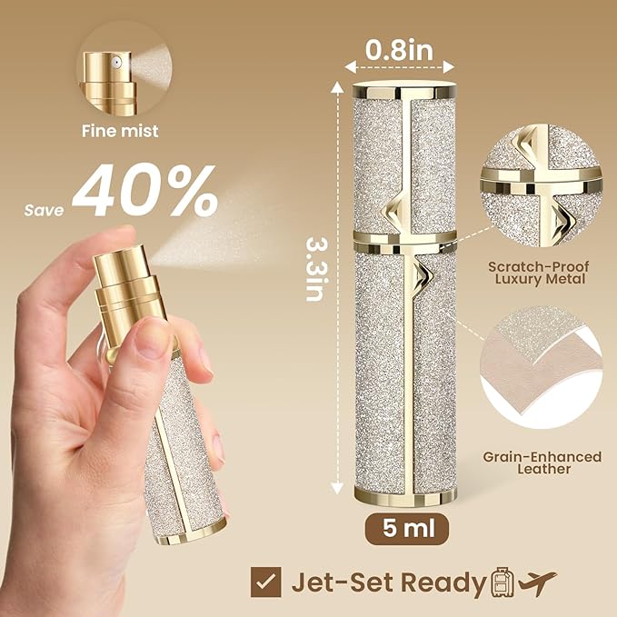 Travel Perfume Bottle Refillable 3PCS, Leak-Proof TSA Perfume Travel Bottle, Luxury Refillable Perfume Atomizer Portable Perfume Sprayer for Women & Men