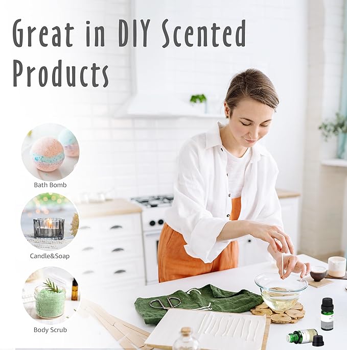 Hotel Fragrance Oils, MitFlor Diffuser Oil Scents for Home, Office, Fragrance Oil for Candle Soap Making, Aromatherapy Essential Oils - 6x10ml, Lemon & Thyme, Luxury Night, White Tea and More