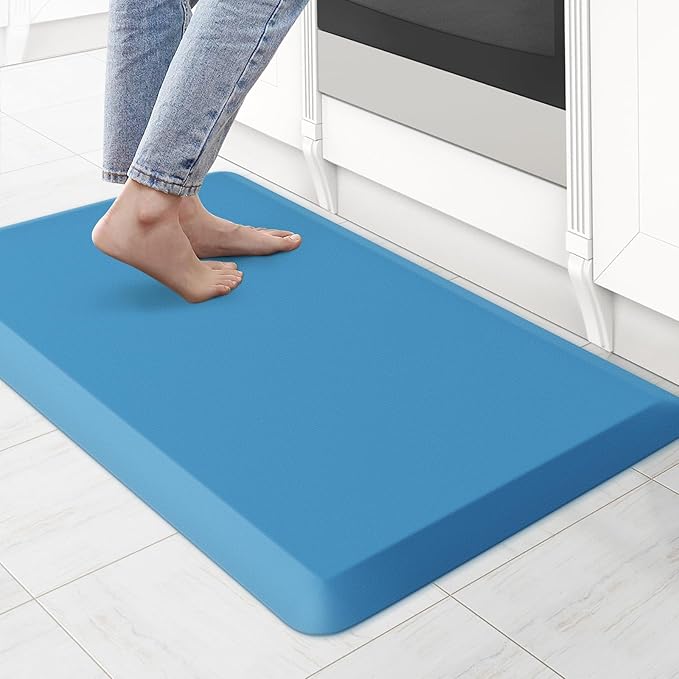KitchenClouds Kitchen Mat Cushioned Anti Fatigue Kitchen Rug 0.75inch Waterproof Non Slip Kitchen Rugs and Mats Standing Desk Mat Comfort Floor Mats for Kitchen Sink Office (17.3"x28",Green)