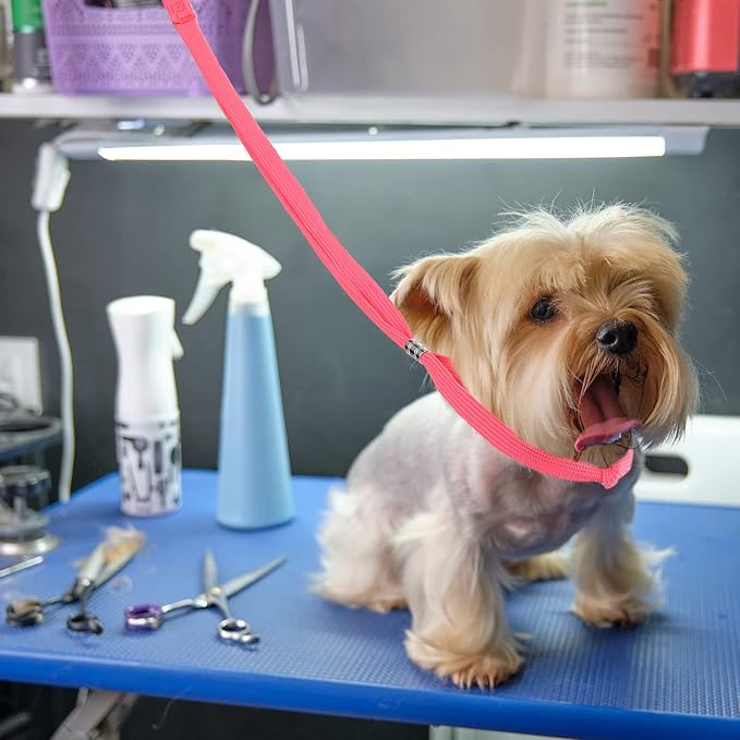 18 Pcs Pet Dog Grooming Loops Nylon Restraint Noose Adjustable Straps Fixed Dog Cat Safety Rope Supplies for Pet Grooming Table Bathtub, Blue, Black and Pink, 21 Inch