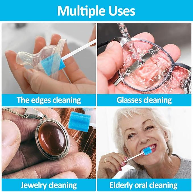 100 Oral Cleaner Swabs Disposable Sponge - Toothettes Mouth Swabs Individually Wrapped Swabstick for Elderly Dry Mouth Waterless Toothbrushes on the Go Mini Pet Children Sterile Thrush Mouth Treatment